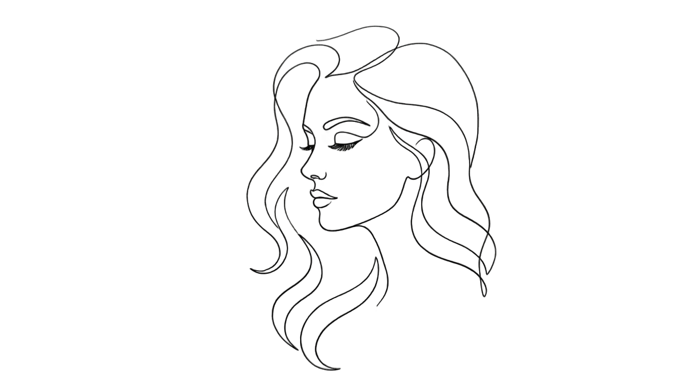woman face line art png PNG transparent background
