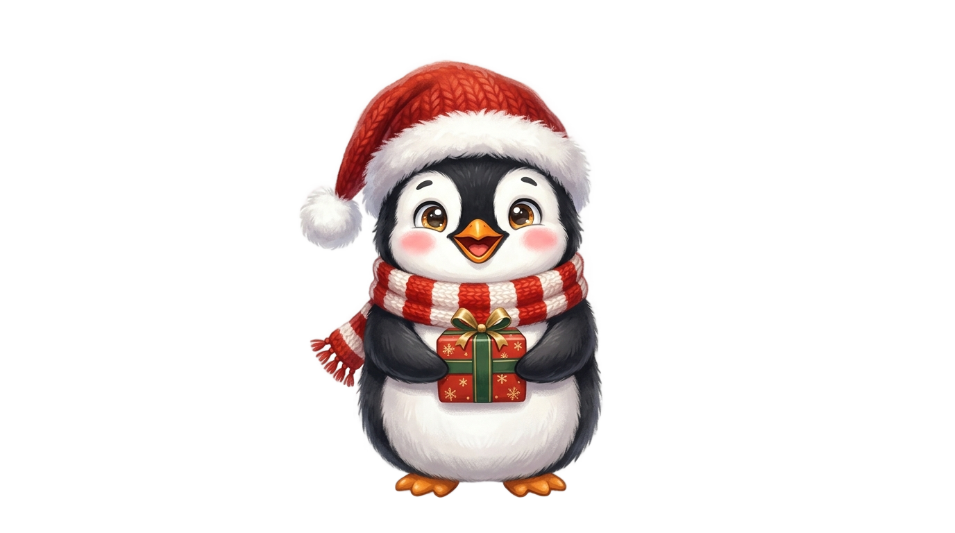 cute christmas penguin png PNG transparent background