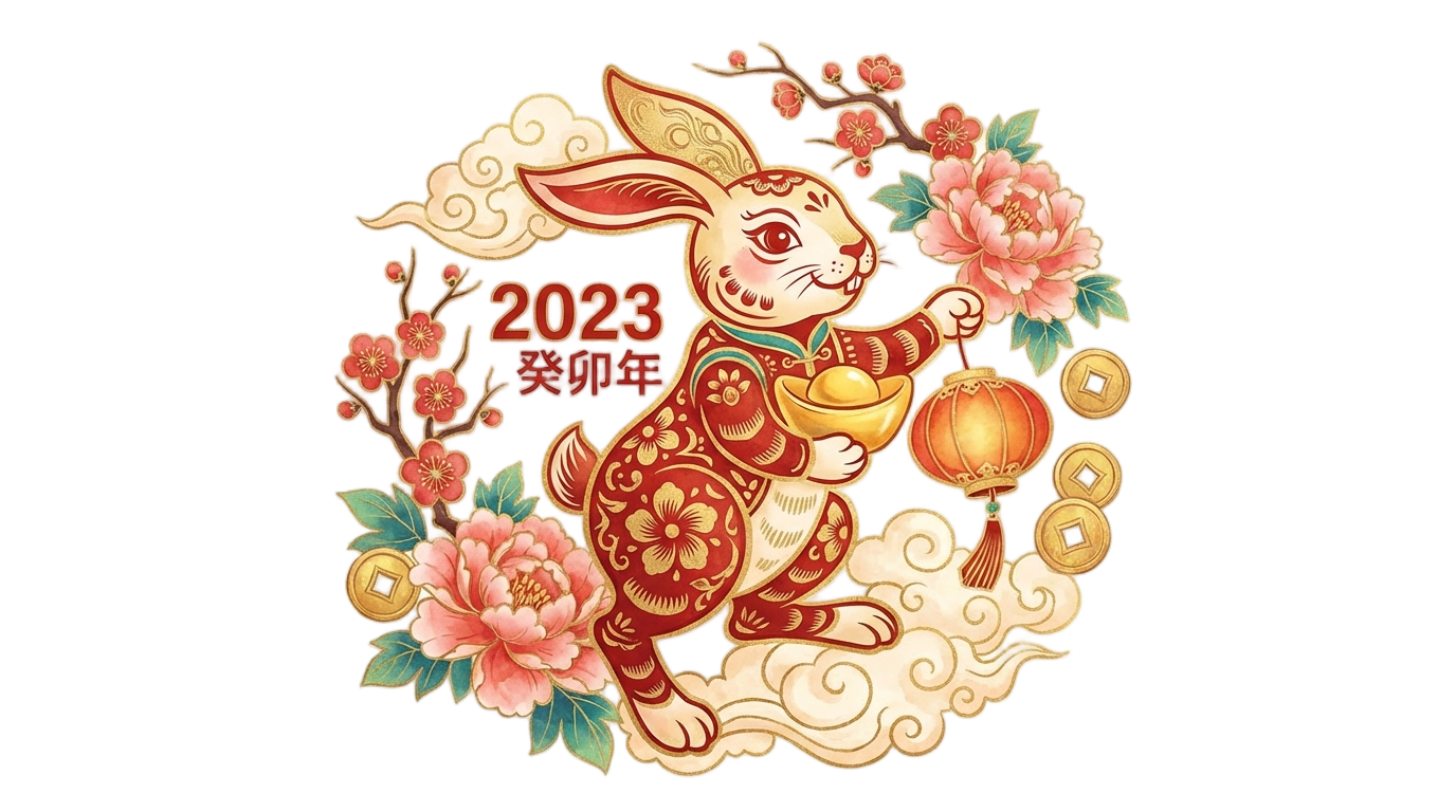year of the rabbit 2023 png PNG transparent background