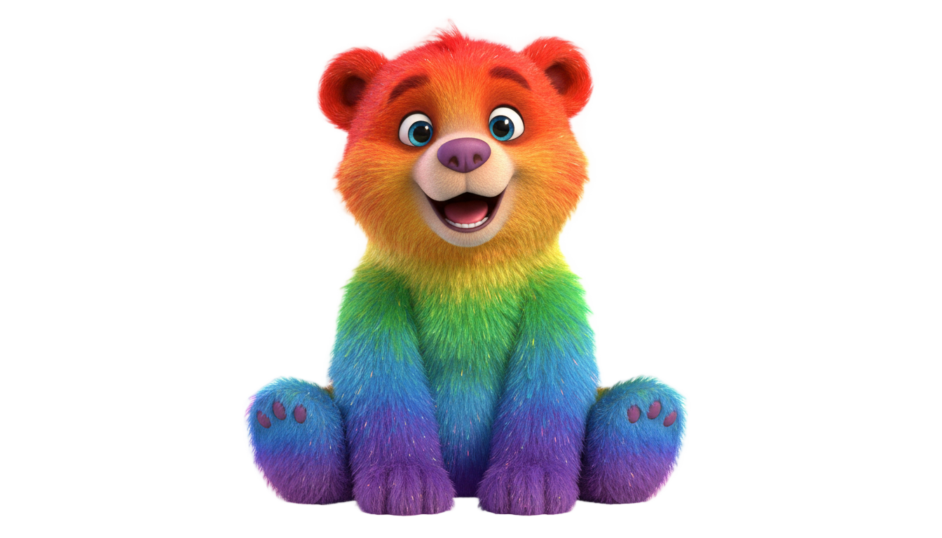 hey bear rainbow png PNG transparent background