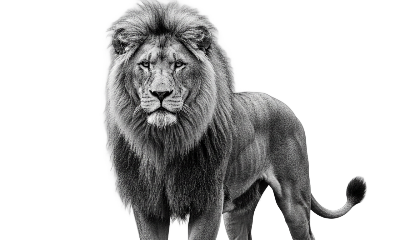 lion png black and white PNG transparent background