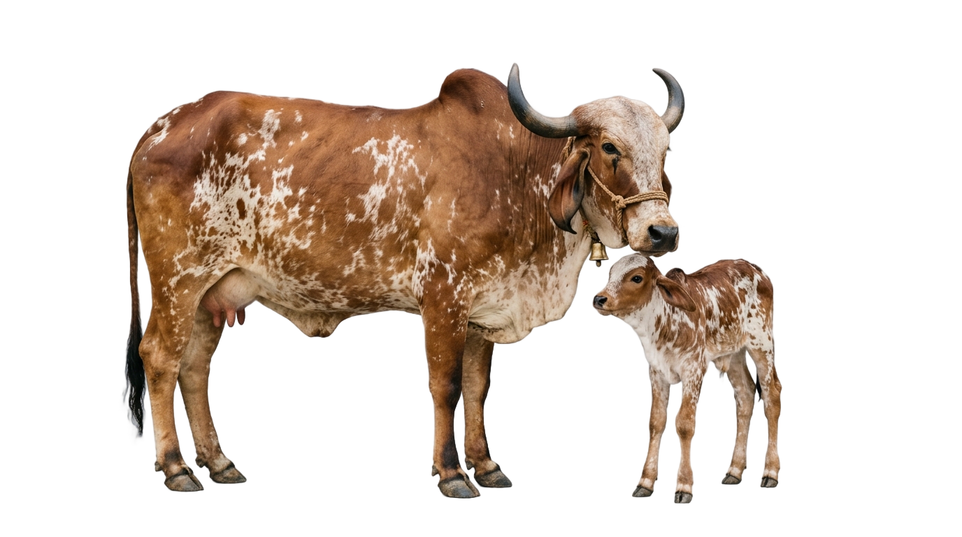 indian cow with calf png PNG transparent background