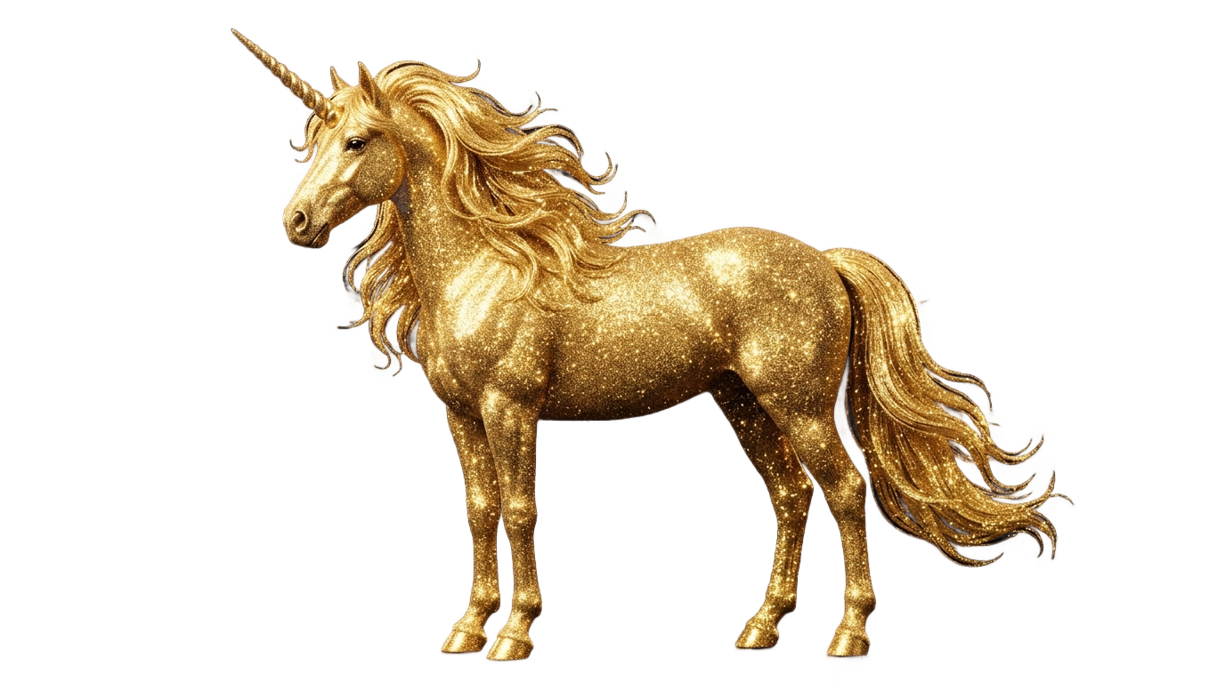 gold glitter unicorn png PNG transparent background