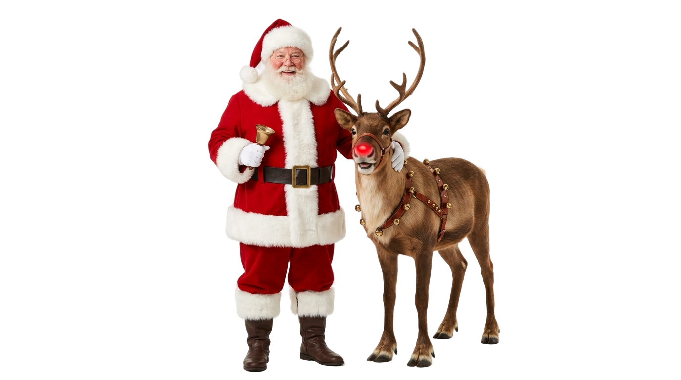 santa claus with deer png PNG transparent background
