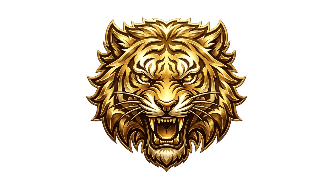 golden tiger logo png PNG transparent background