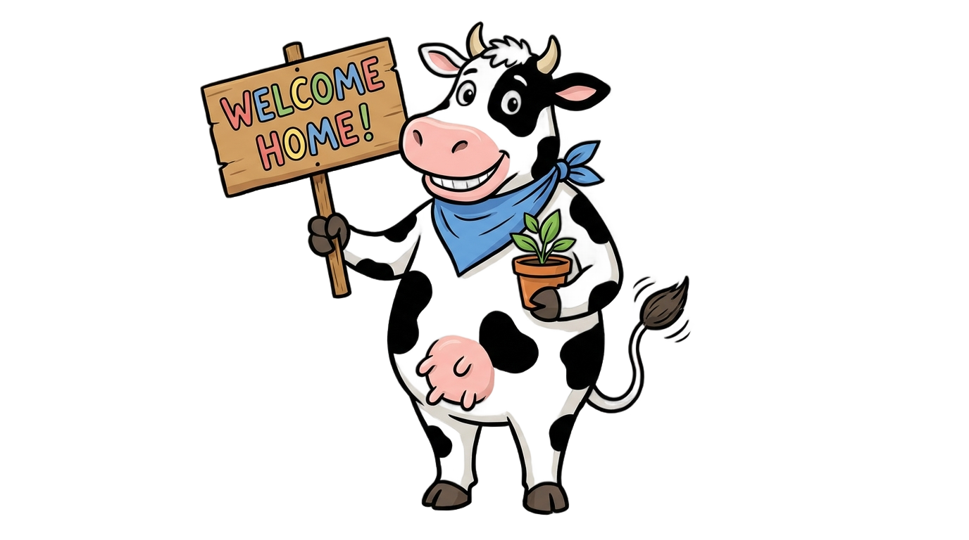 house warming cow png PNG transparent background