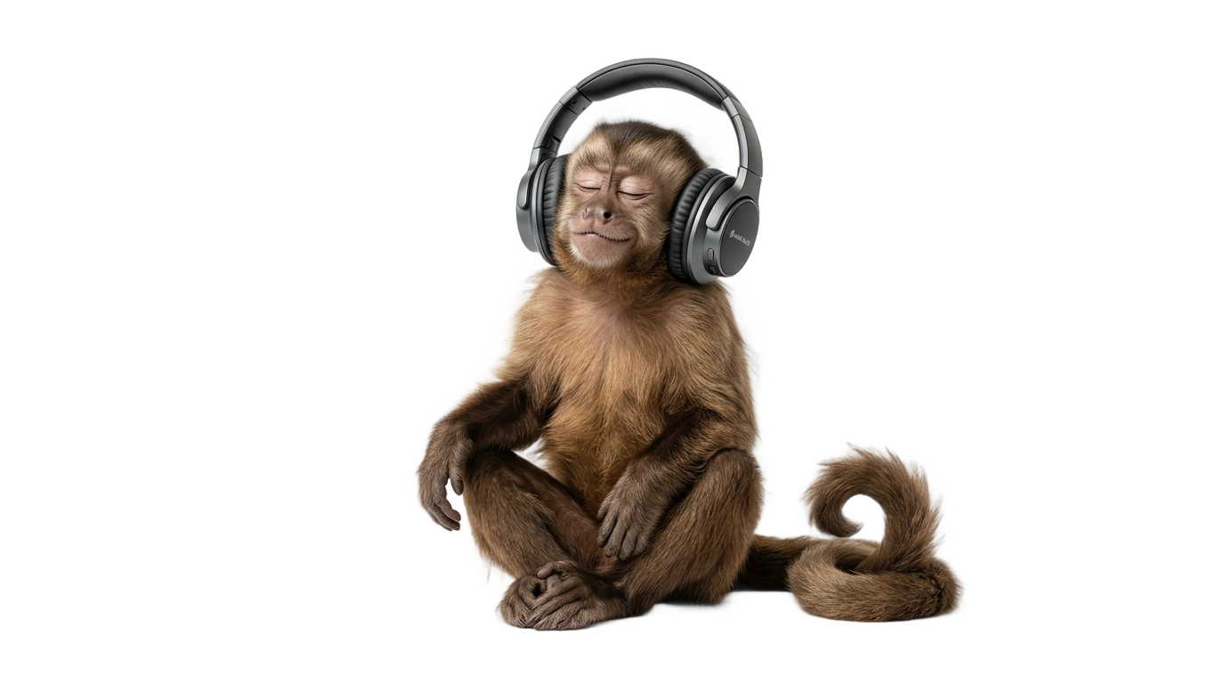 monkey listening to music png PNG transparent background