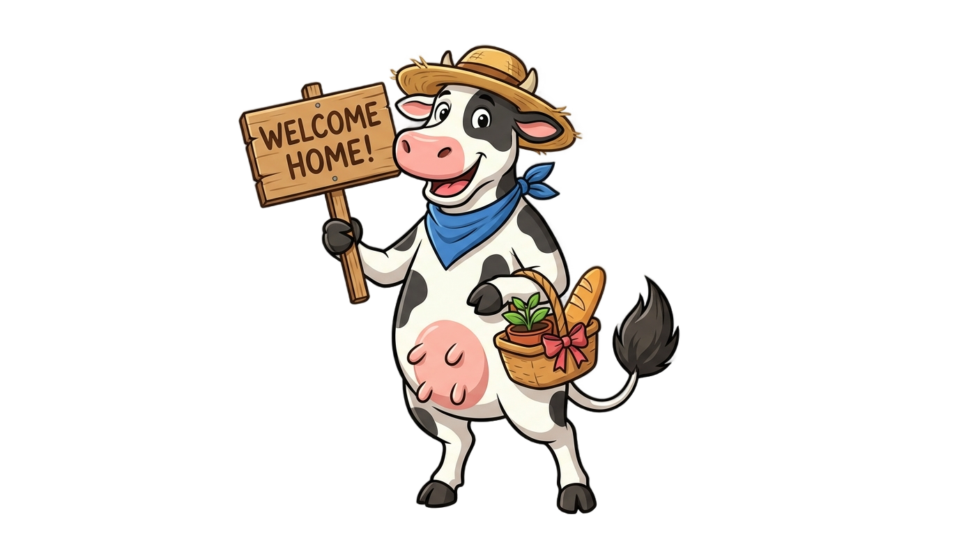house warming cow png PNG transparent background