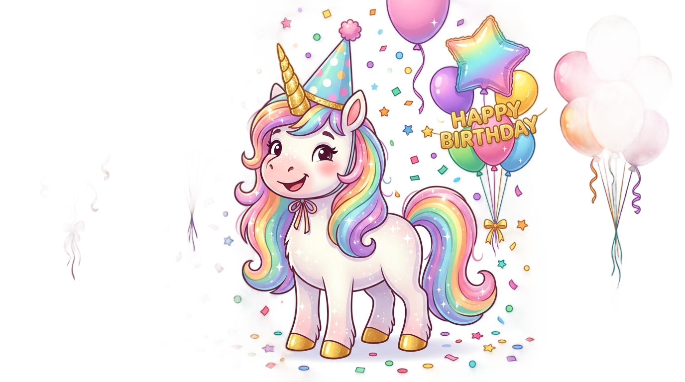 happy birthday unicorn png PNG transparent background