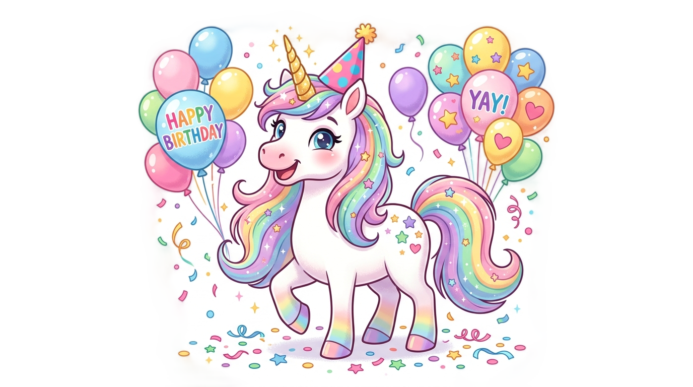 happy birthday unicorn png PNG transparent background