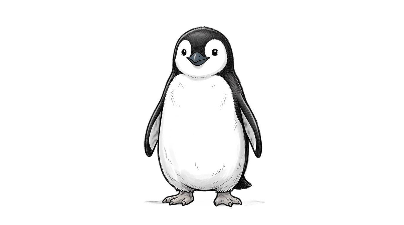 penguin png black and white PNG transparent background
