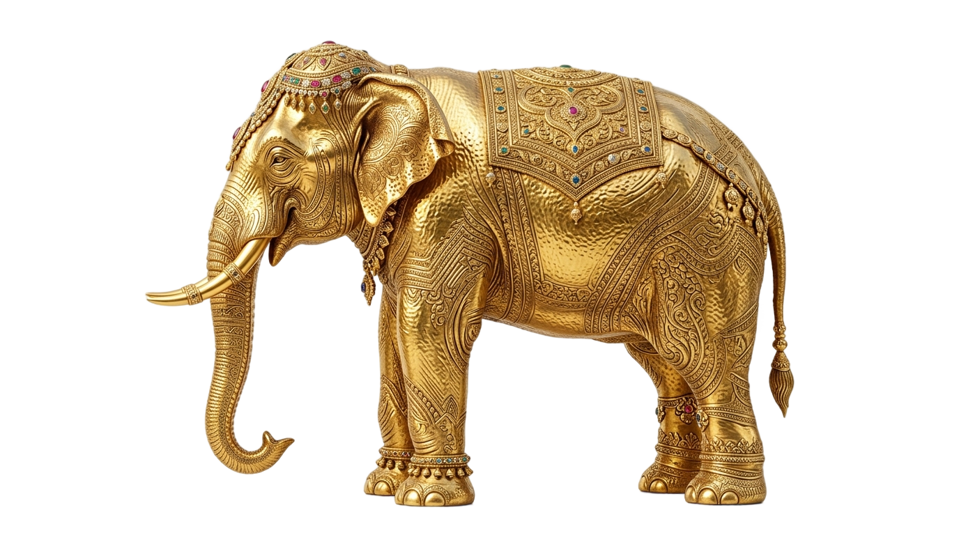 golden elephant png PNG transparent background