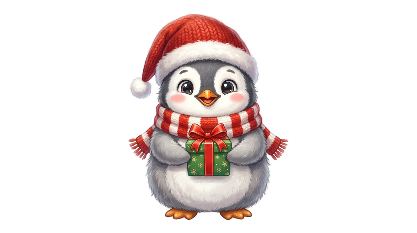 cute christmas penguin png PNG transparent background