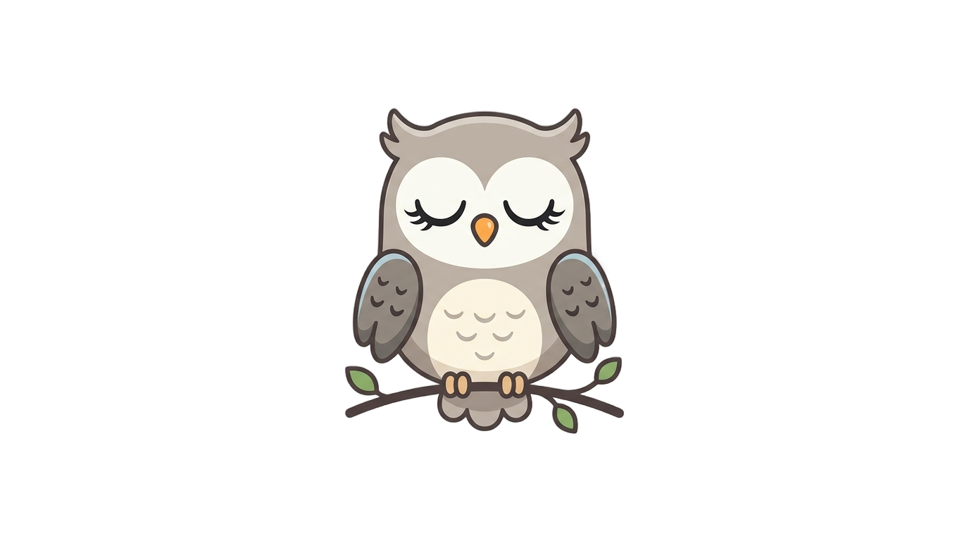 sleepy owl logo png PNG transparent background