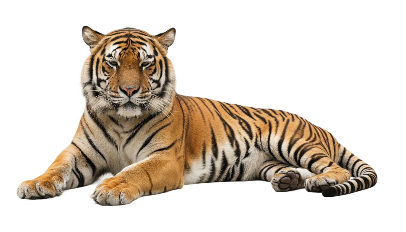 tiger laying down png PNG transparent background