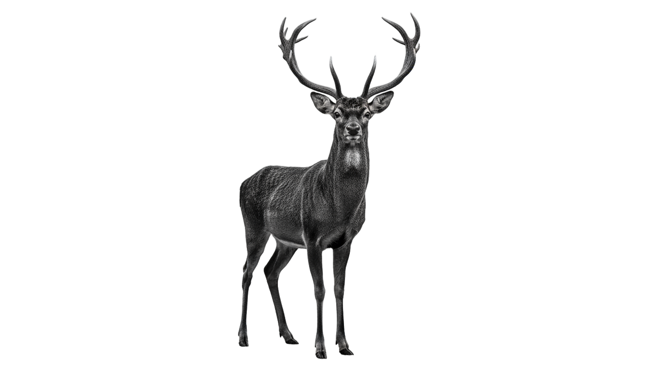 deer png black and white PNG transparent background