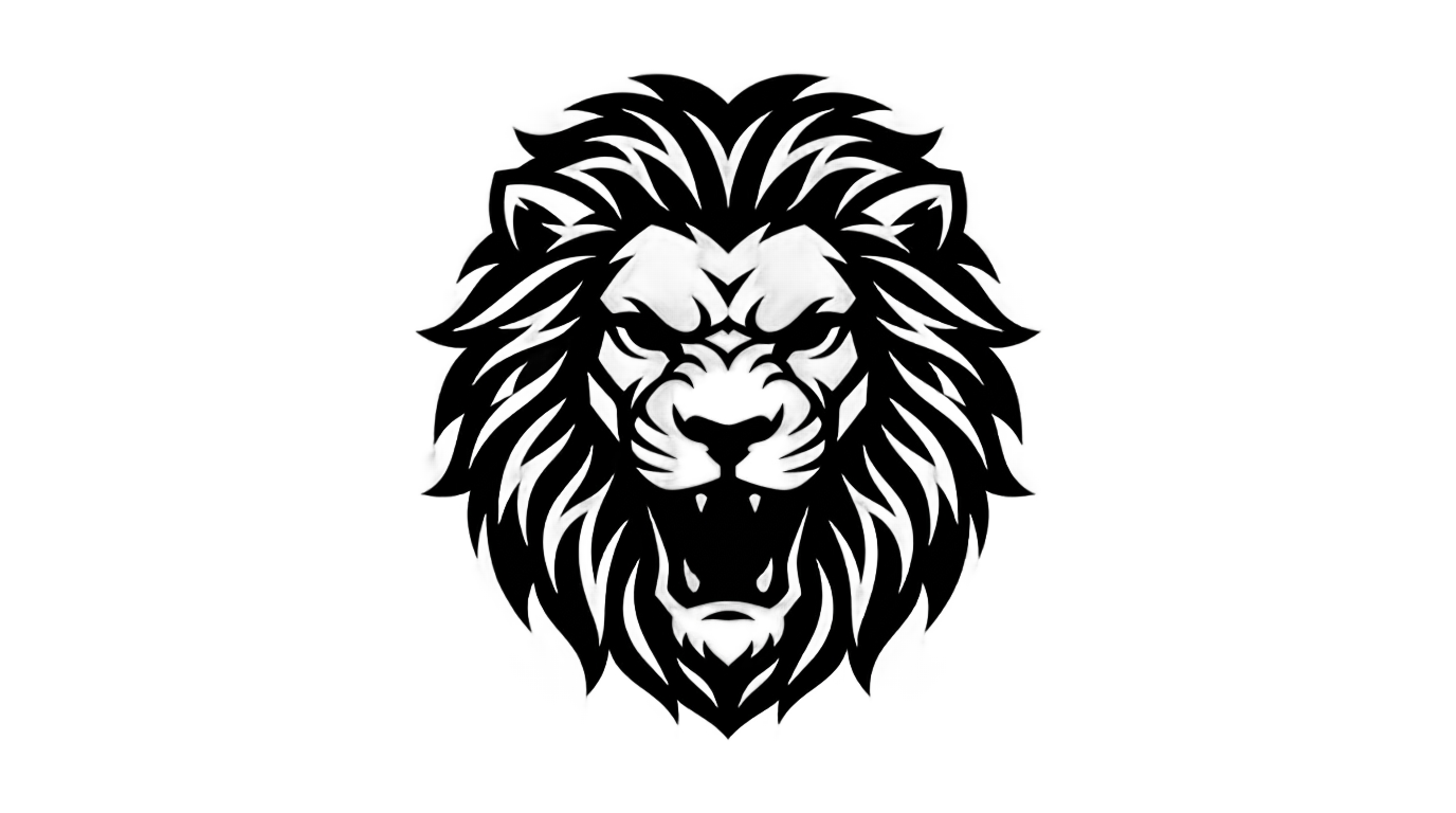 lion logo png black and white PNG transparent background