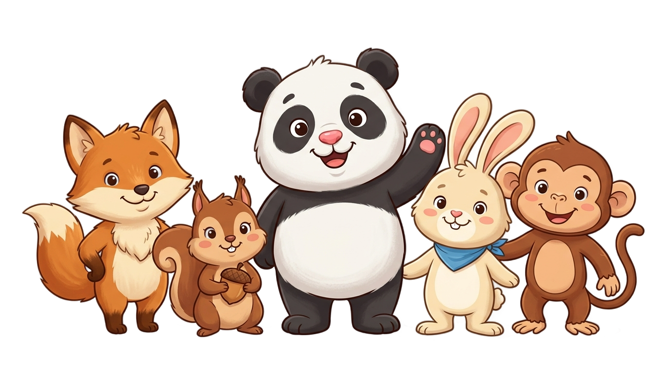 panda e os amigos png PNG transparent background