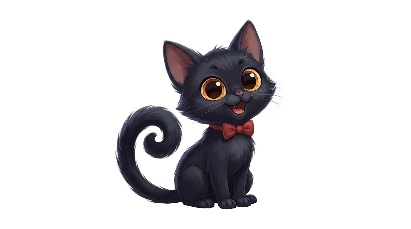 black cat png cartoon PNG transparent background