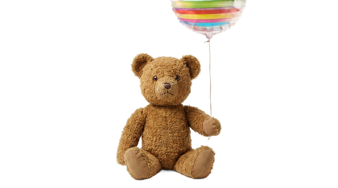 teddy bear with balloon png PNG transparent background