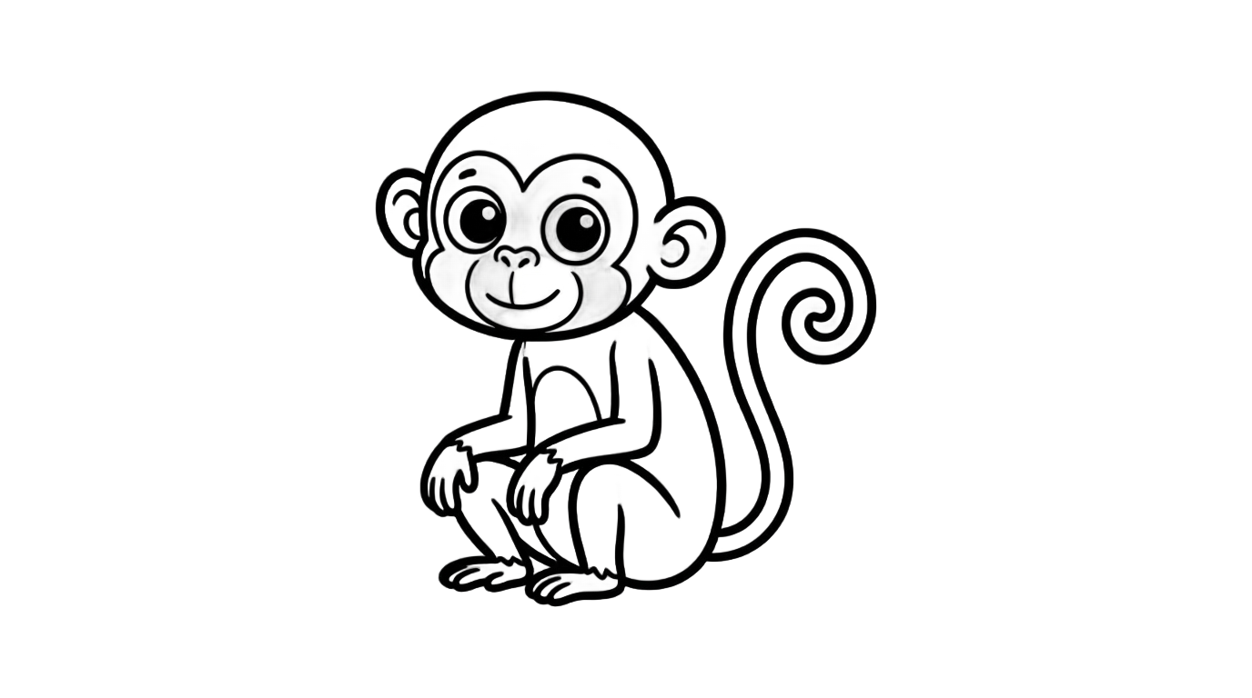 monkey png cartoon black and white PNG transparent background