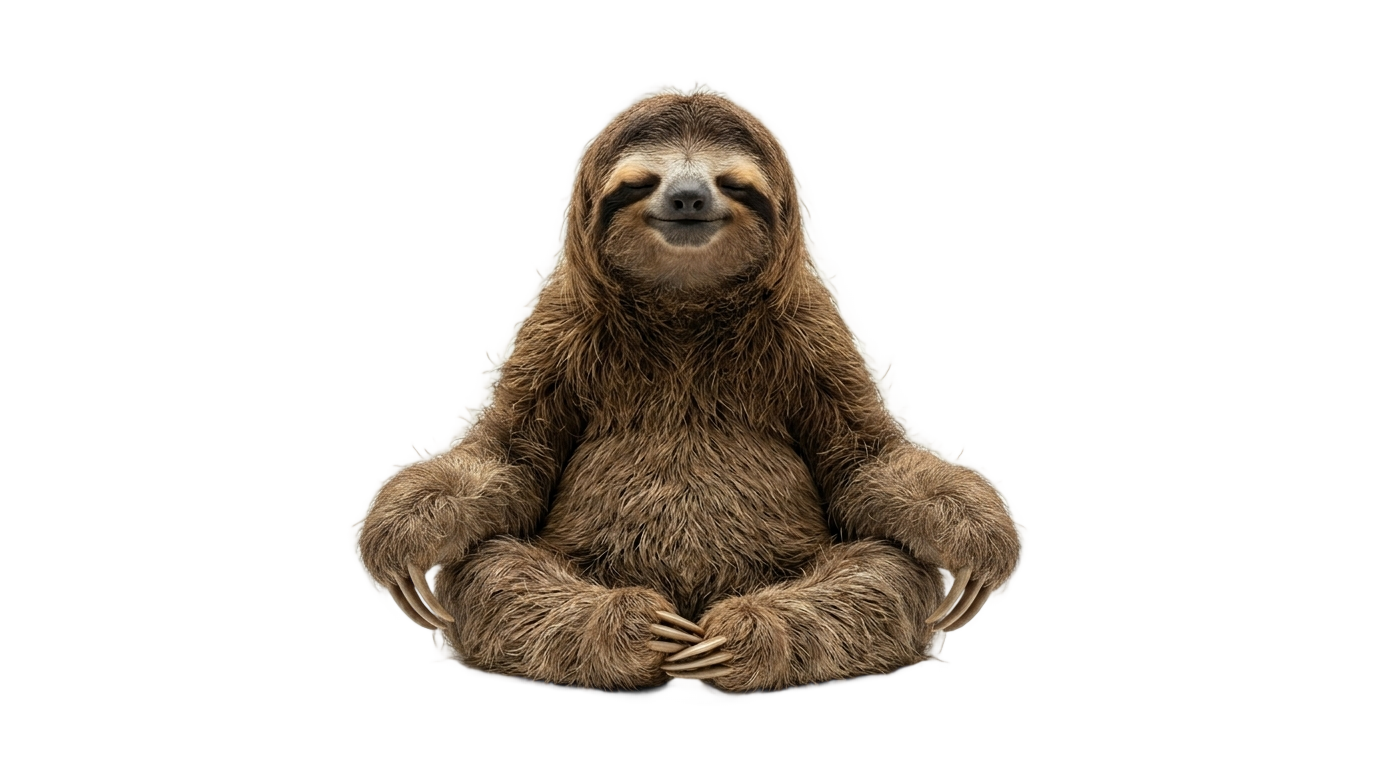 meditating sloth png PNG transparent background