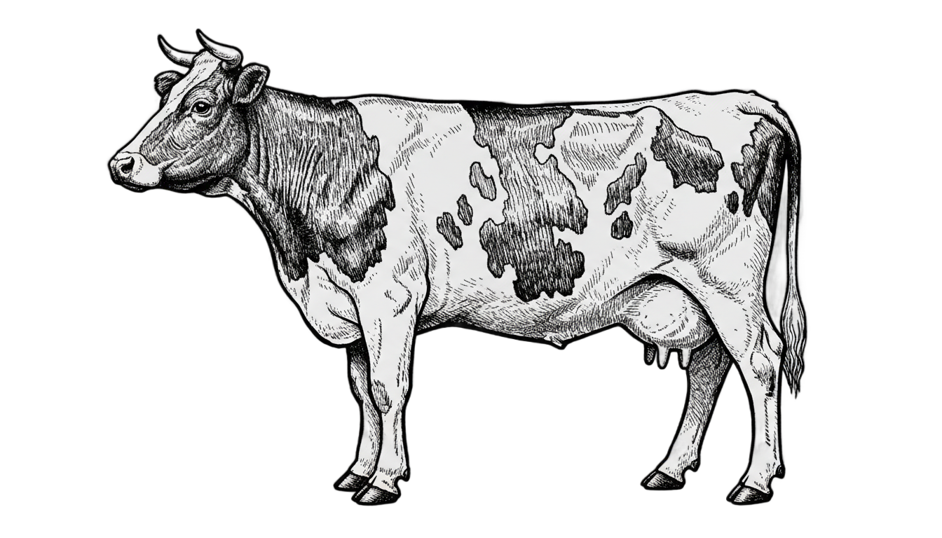 cow png black and white PNG transparent background