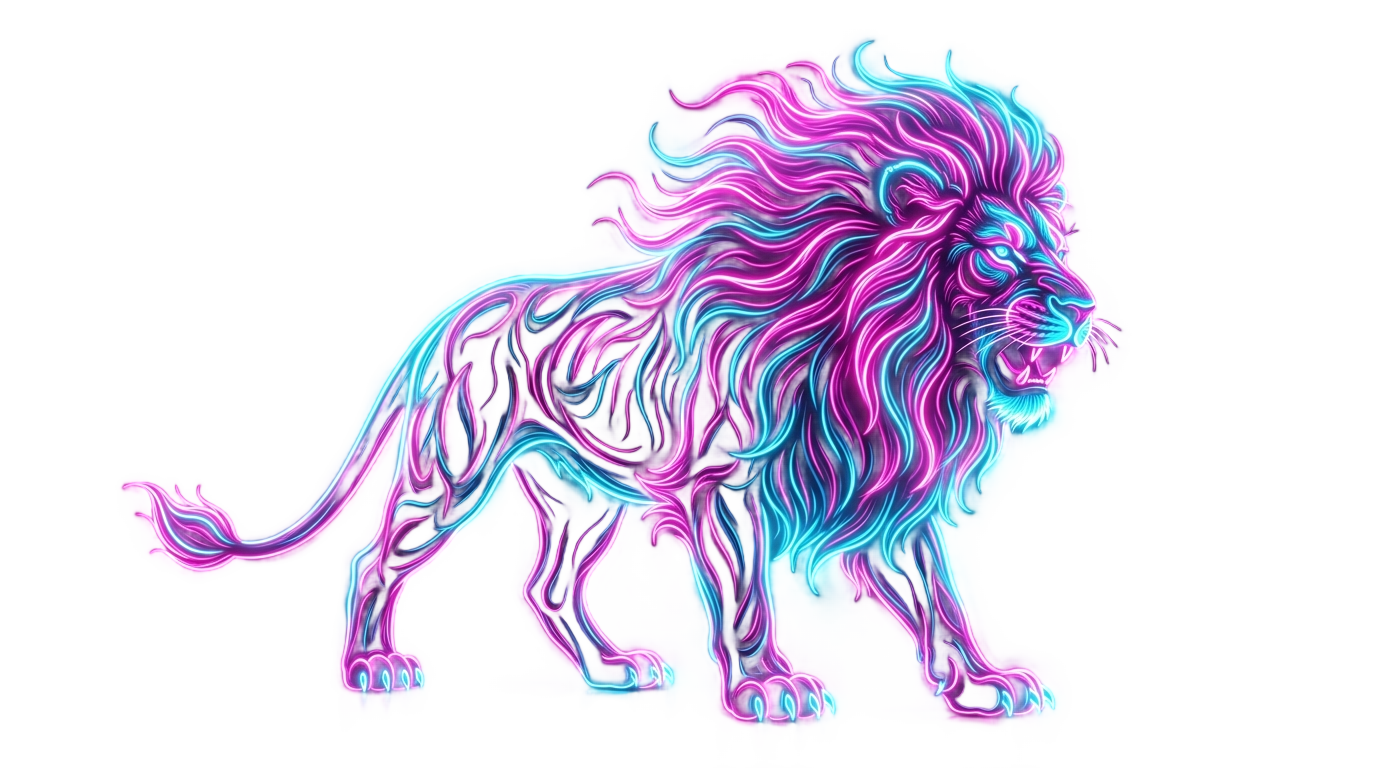 neon lion png PNG transparent background