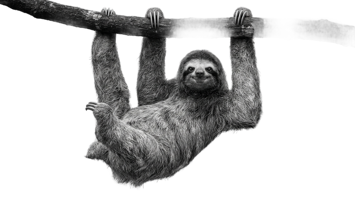sloth png black and white PNG transparent background
