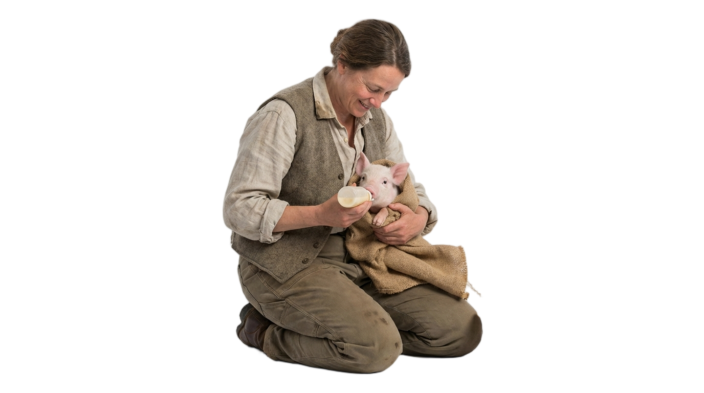 woman breastfeeding pig png PNG transparent background