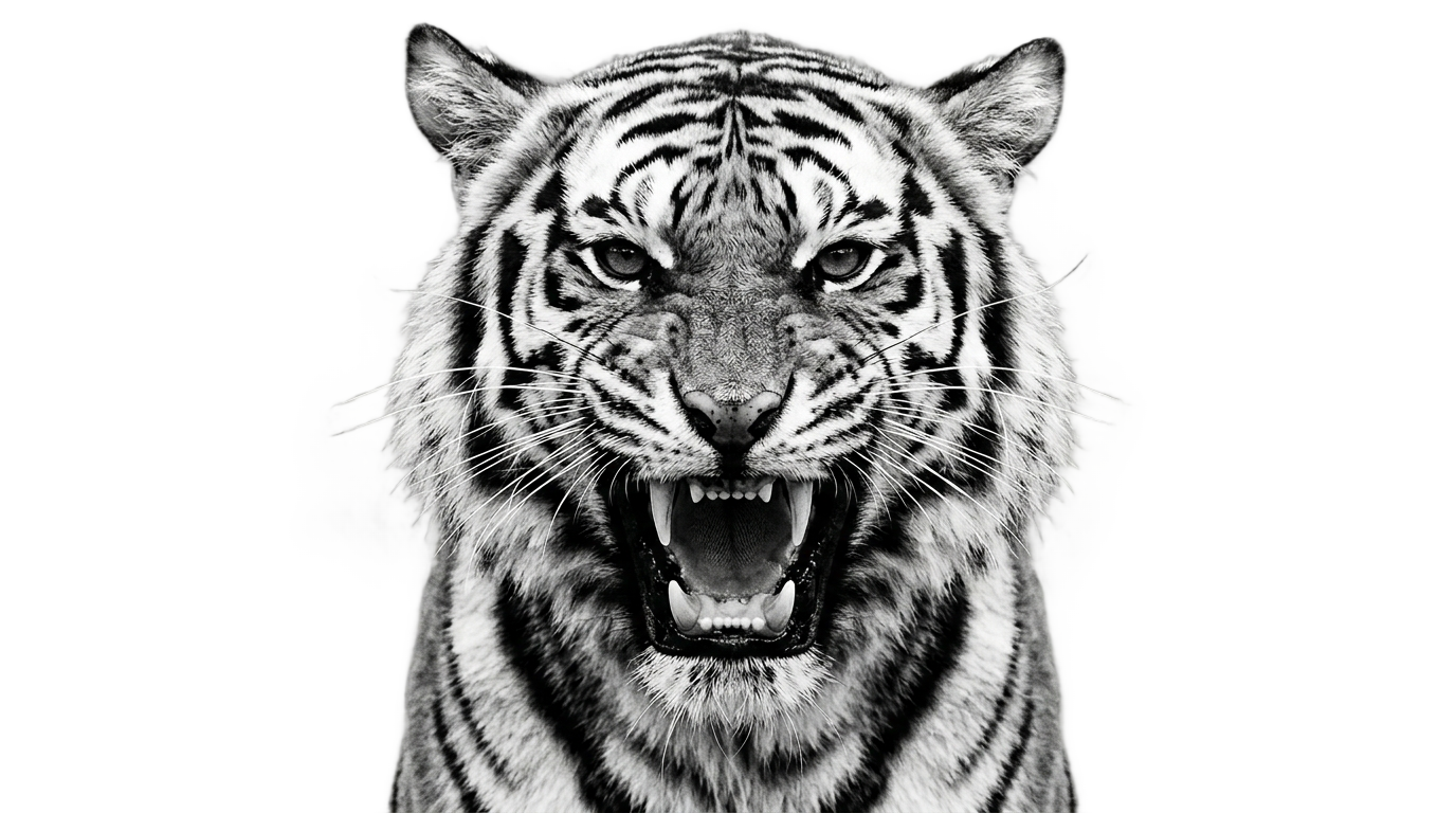 tiger head png black and white PNG transparent background
