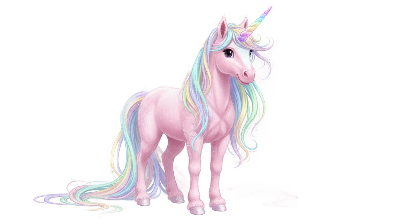 pink fluffy unicorn png PNG transparent background