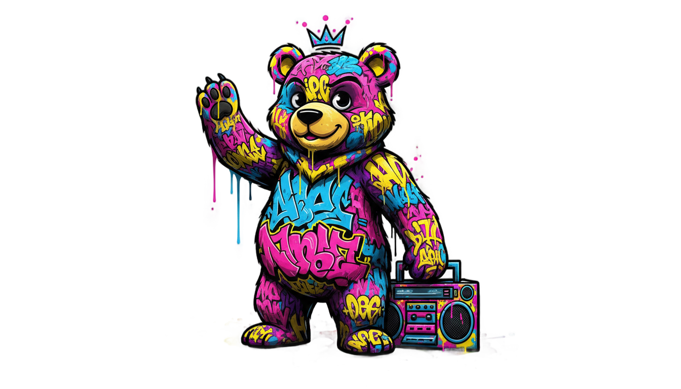 graffiti bear png PNG transparent background