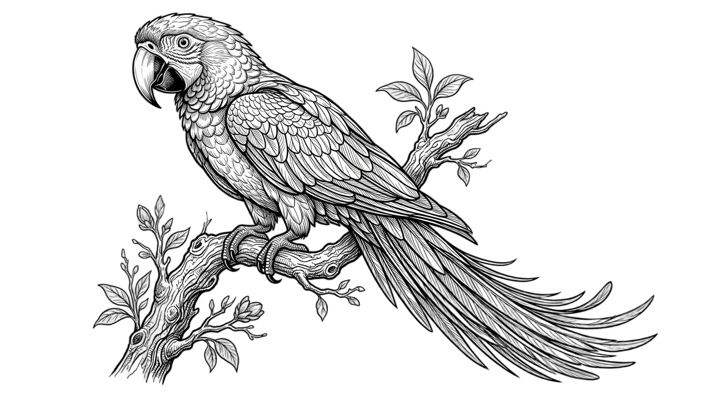 parrot clipart black and white png PNG transparent background