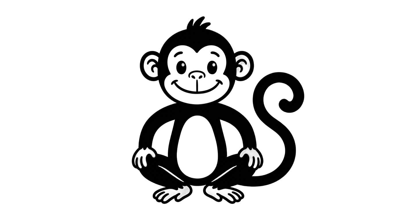 monkey clipart black and white png PNG transparent background