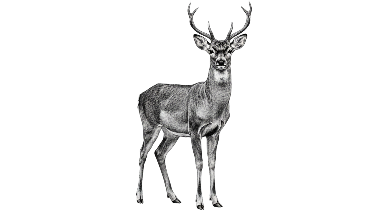 deer png black and white PNG transparent background