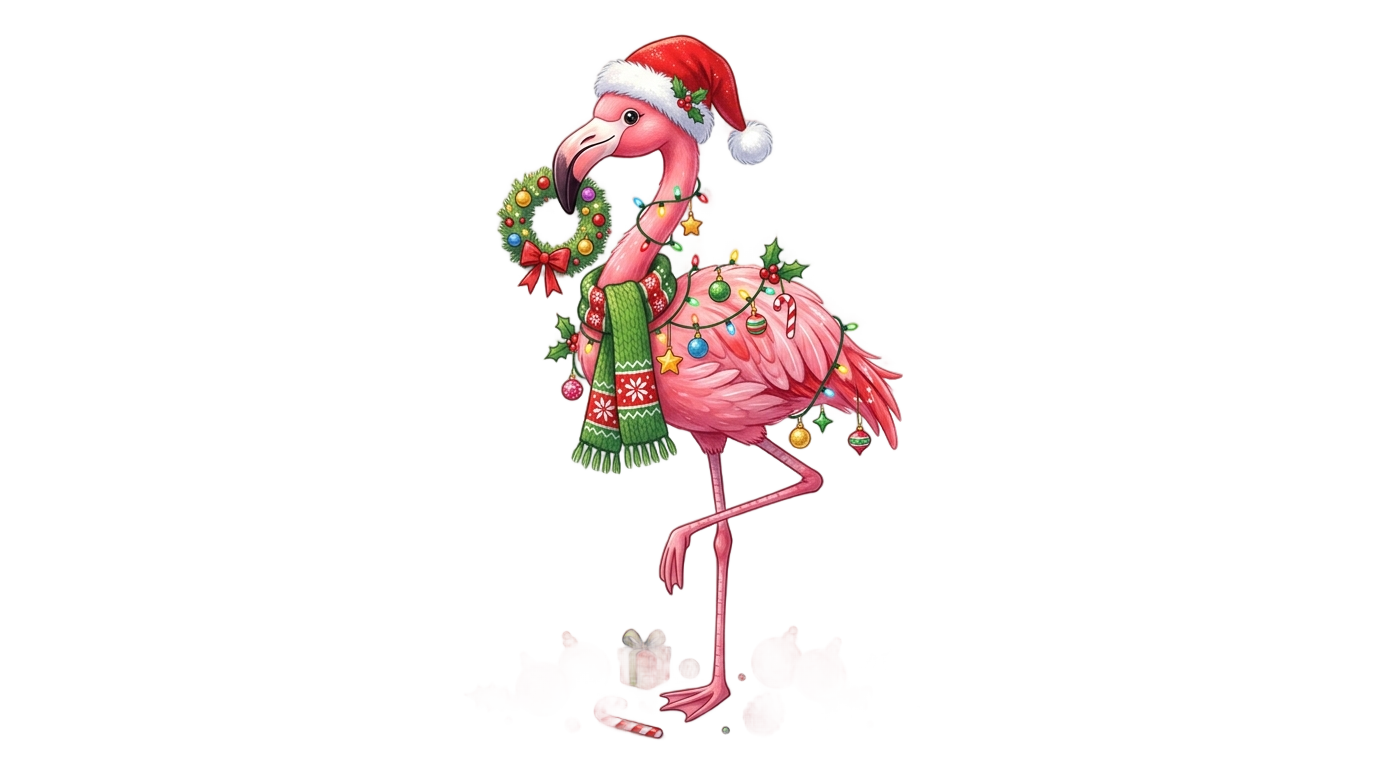 christmas flamingo png PNG transparent background