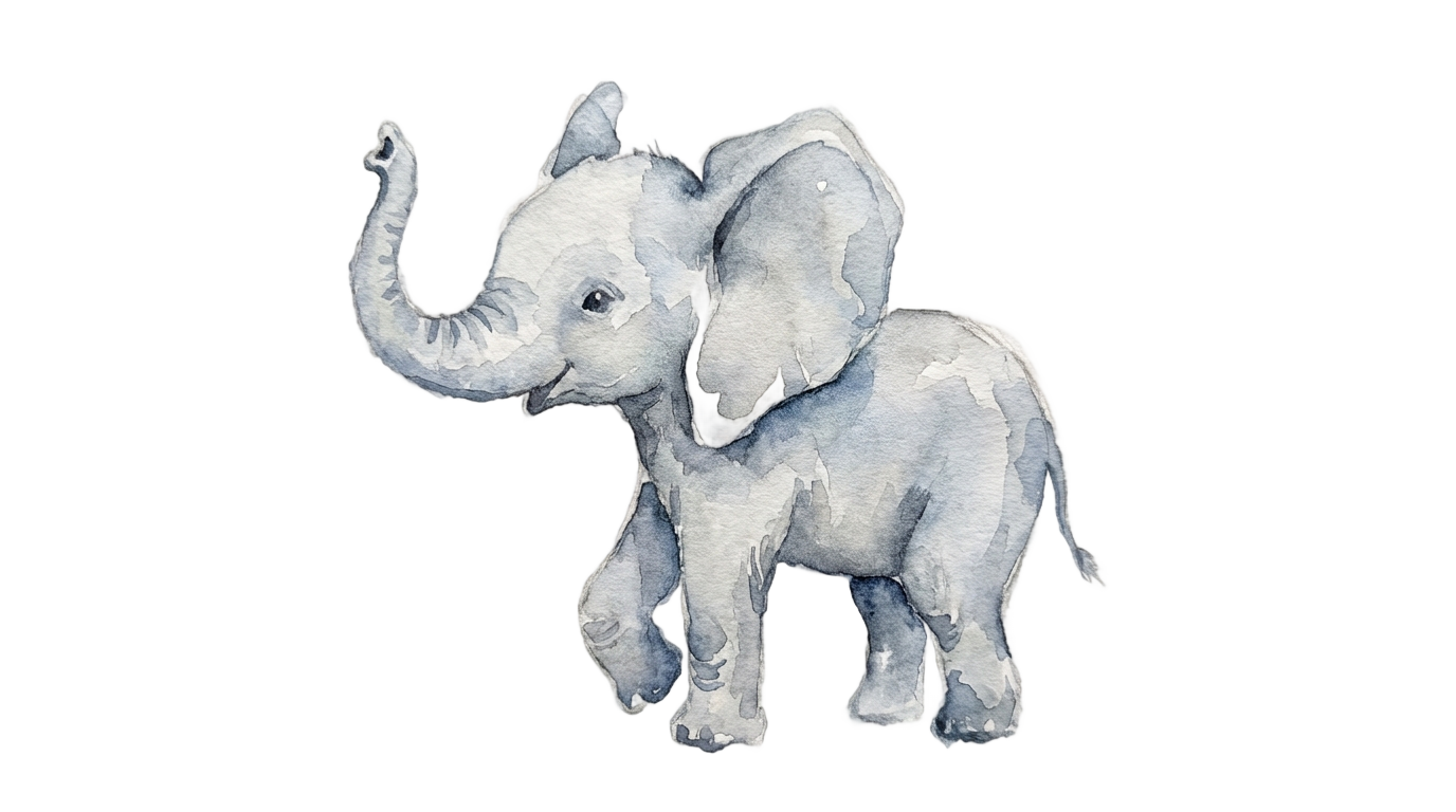 watercolor elephant baby png PNG transparent background