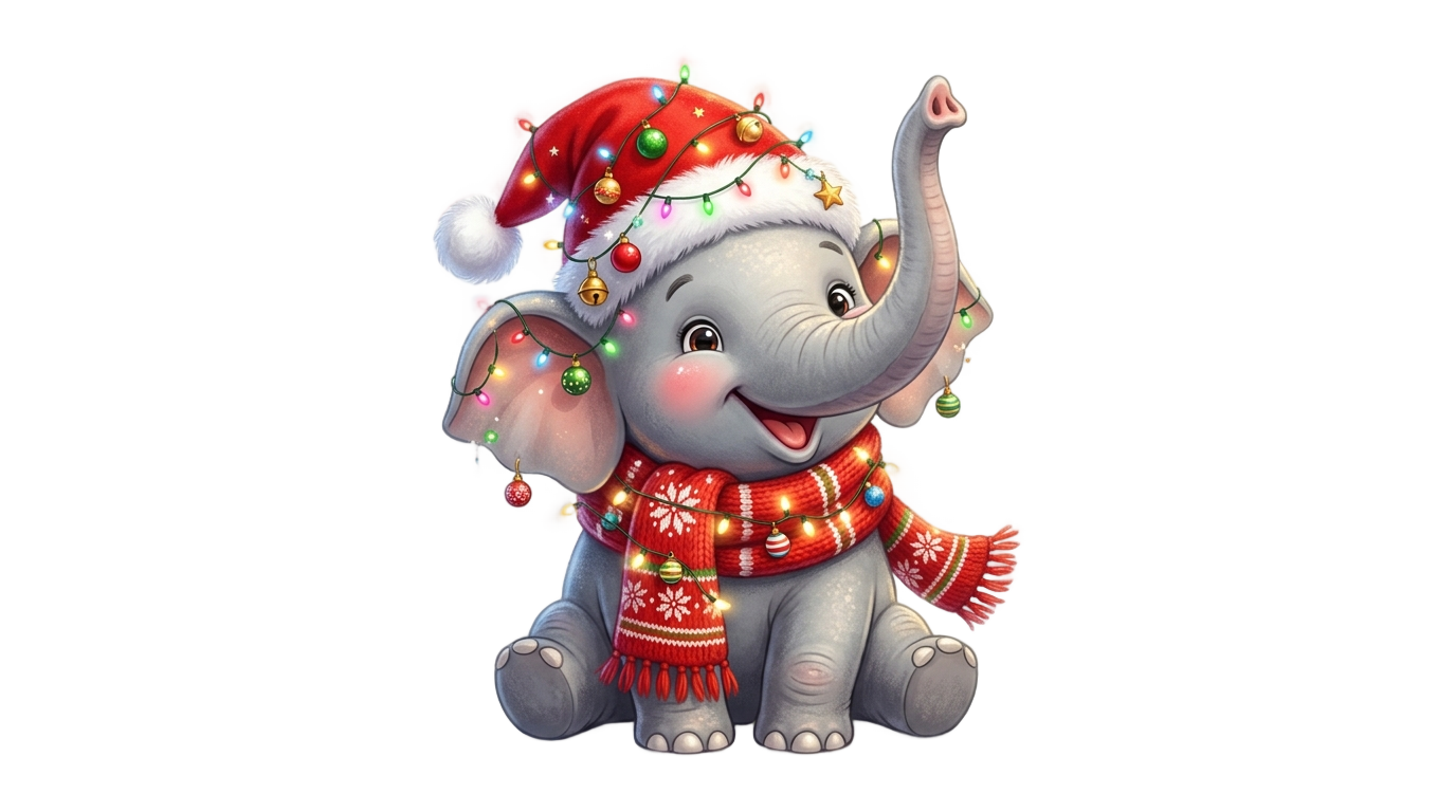 christmas elephant png PNG transparent background