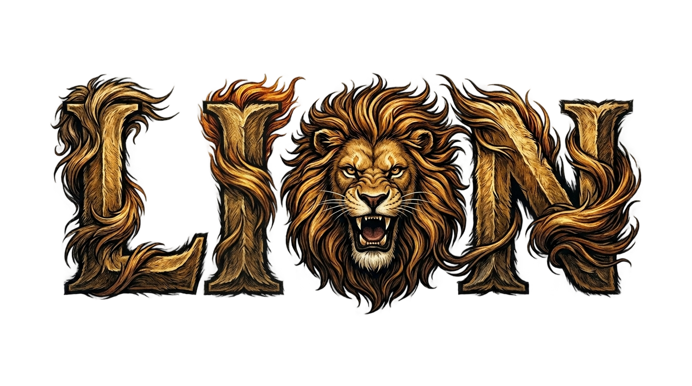 lion text png PNG transparent background
