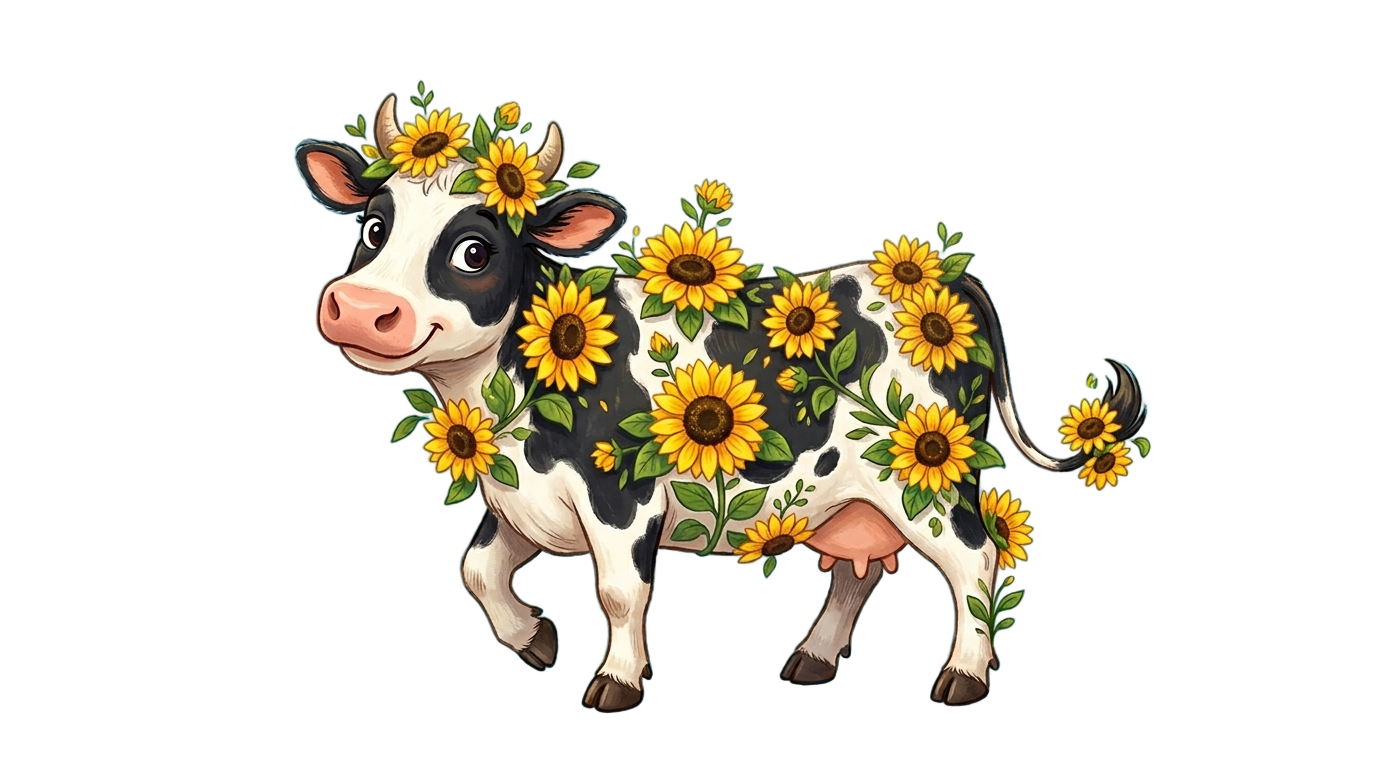 sunflower cow png PNG transparent background
