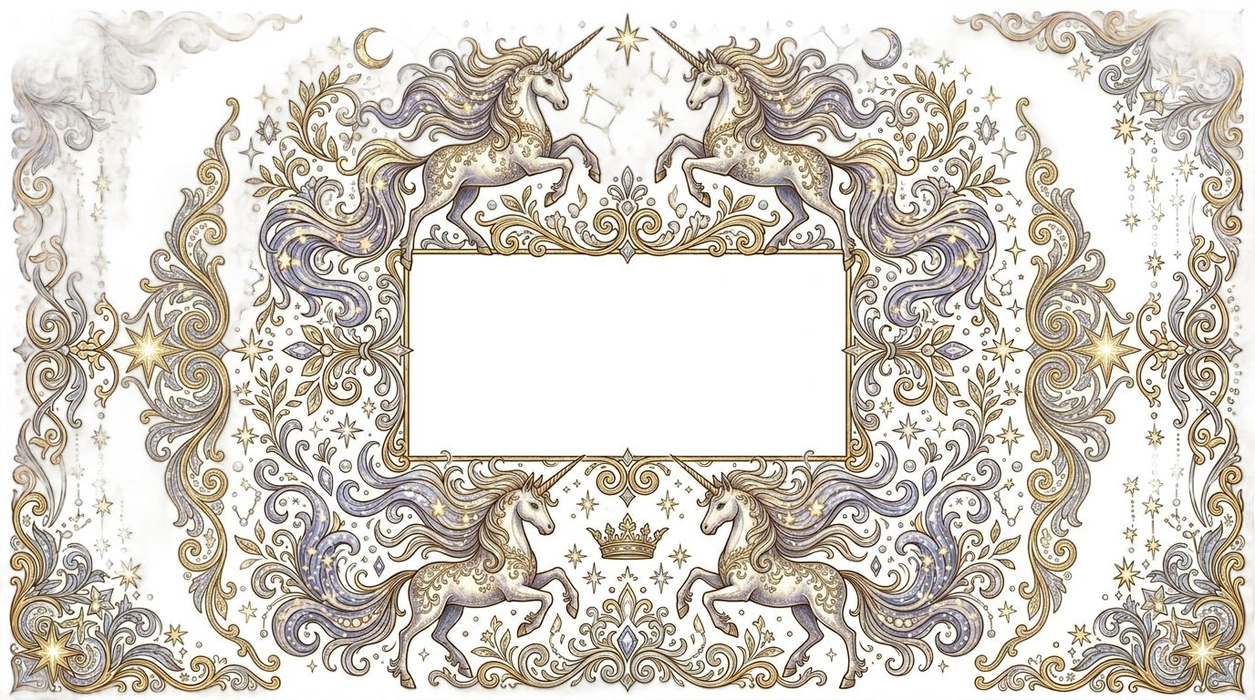 unicorn border design png PNG transparent background