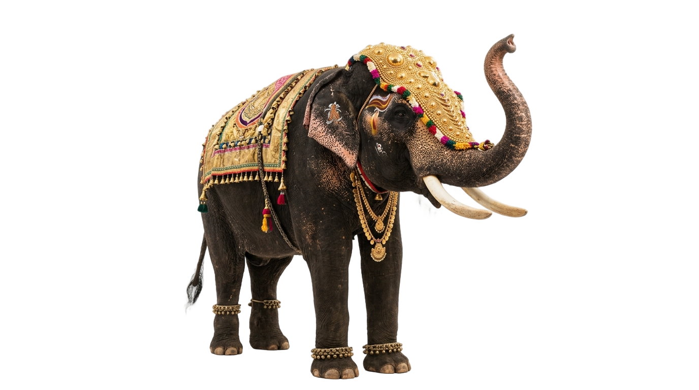 elephant with nettipattam png PNG transparent background