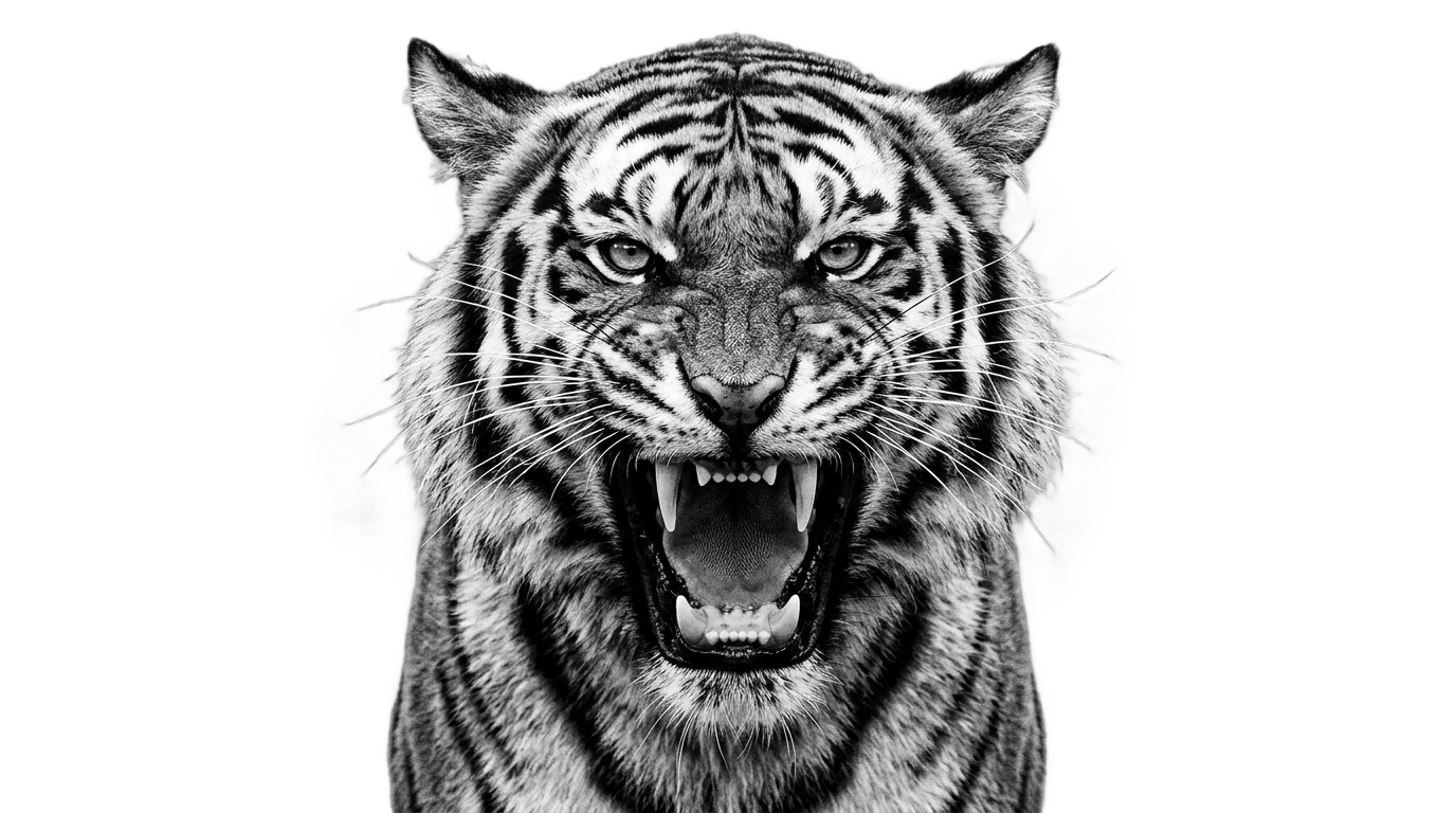 tiger head png black and white PNG transparent background