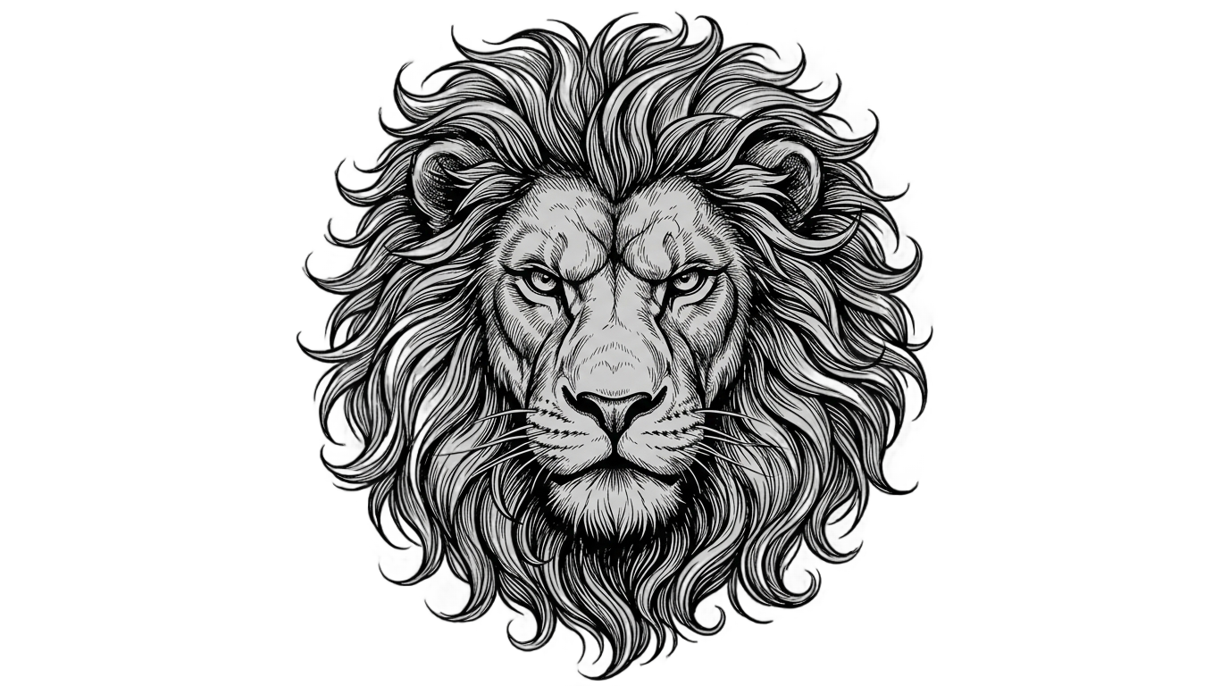 lion head png black and white PNG transparent background