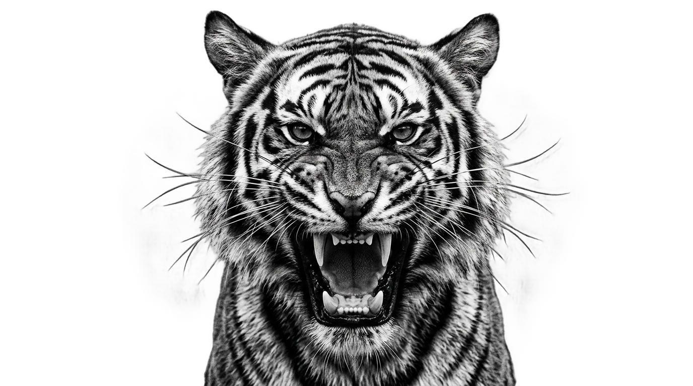 tiger head png black and white PNG transparent background