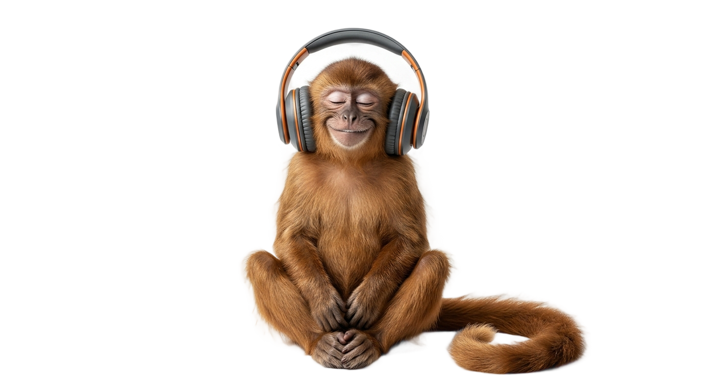 monkey listening to music png PNG transparent background
