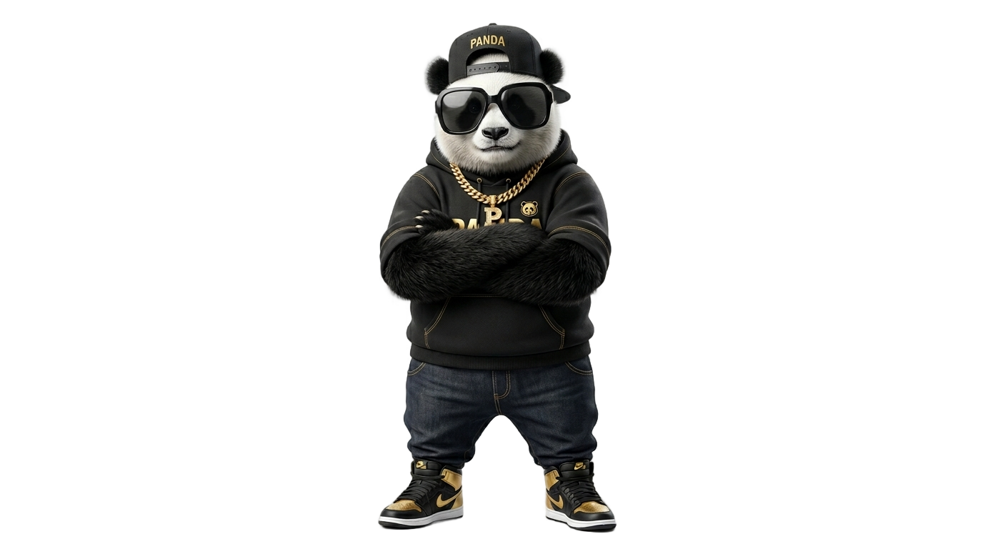 hip hop panda png PNG transparent background