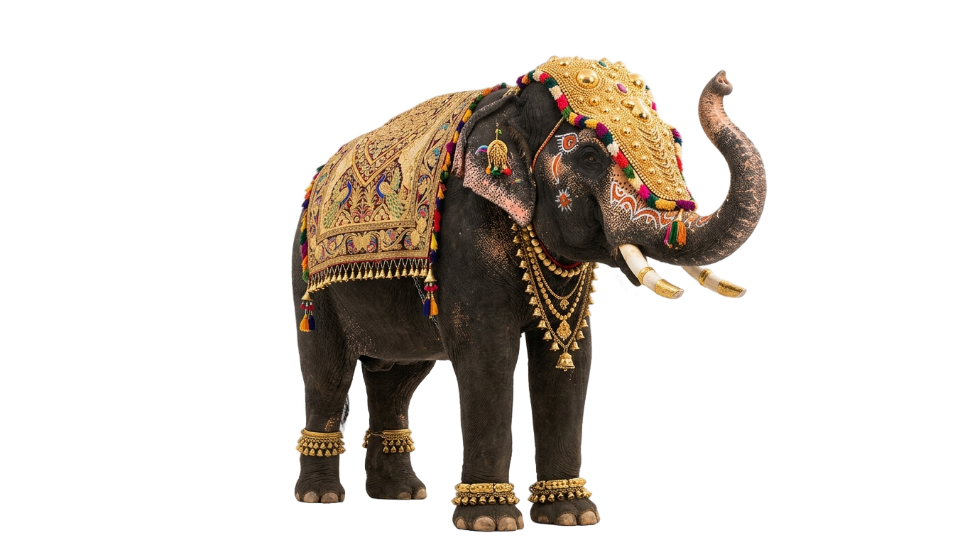elephant with nettipattam png PNG transparent background