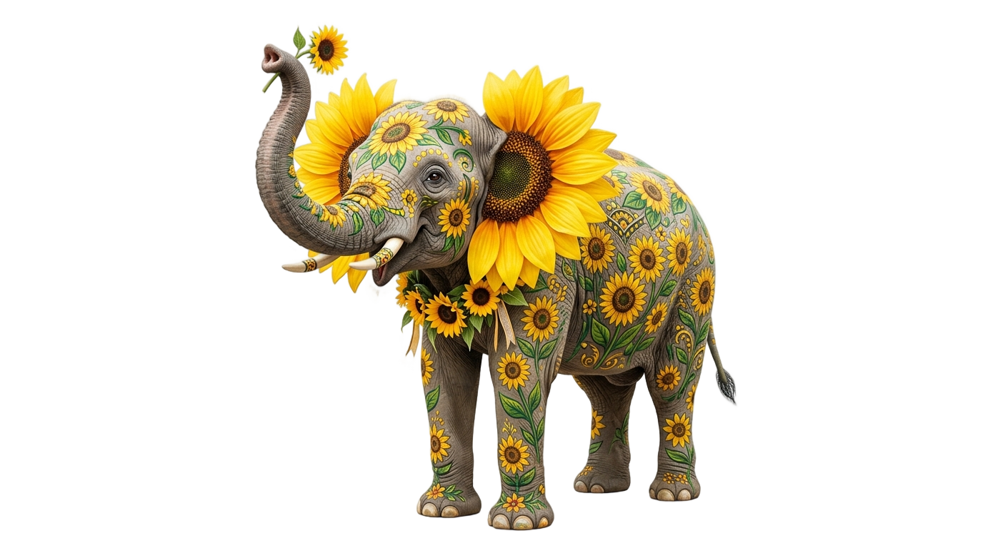 sunflower elephant png PNG transparent background